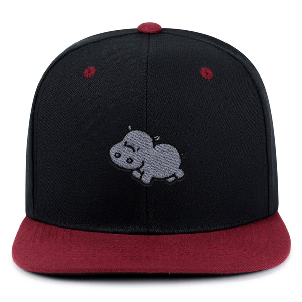 Cute Hippo Snapback Hat Embroidered Hip-Hop Baseball Cap Hippopotamus Zoo