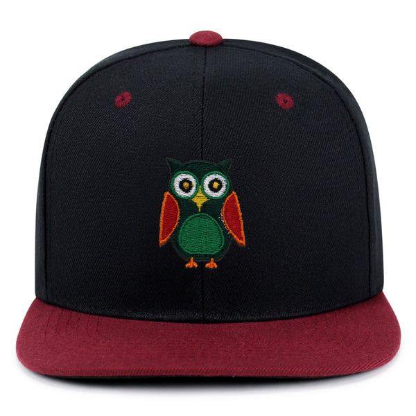 Owl Snapback Hat Embroidered Hip-Hop Baseball Cap Bird Green