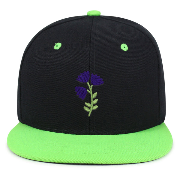 Purple flower Snapback Hat Embroidered Hip-Hop Baseball Cap Purple Floral