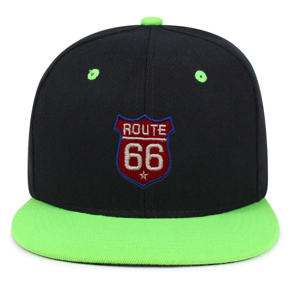 Route 66 Snapback Hat Embroidered Hip-Hop Baseball Cap Roadtrip Highway 66