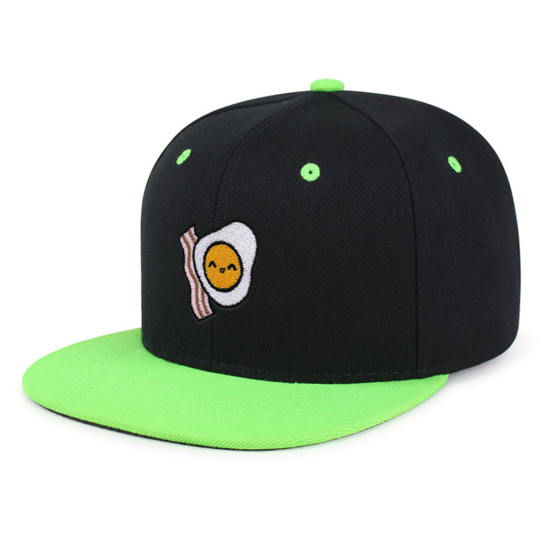 Egg and Bacon Snapback Hat Embroidered Hip-Hop Baseball Cap Breakfast