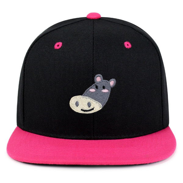 Cute Hippo Face Snapback Hat Embroidered Hip-Hop Baseball Cap Zoo Hippopotamus