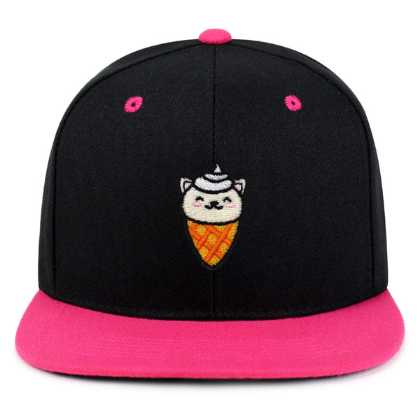 Ice Cream Cat Snapback Hat Embroidered Hip-Hop Baseball Cap Ice Cream Foodie