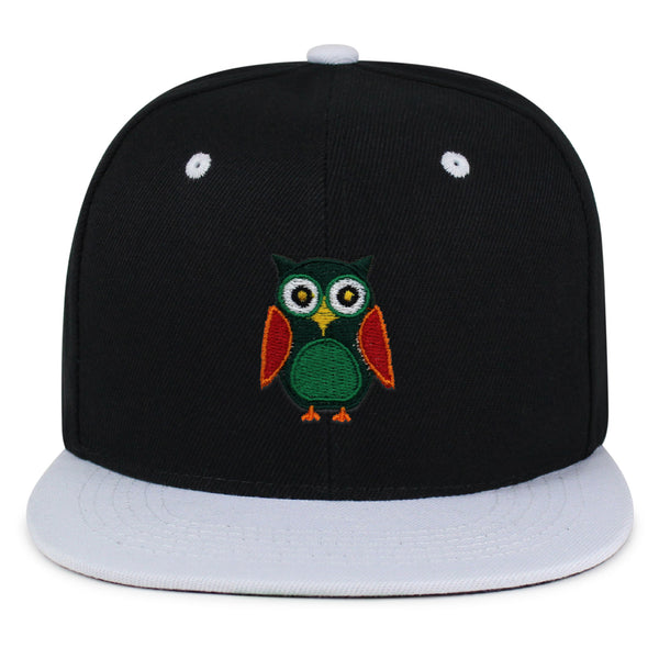 Owl Snapback Hat Embroidered Hip-Hop Baseball Cap Bird Green