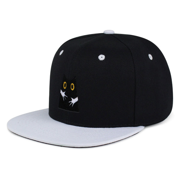 Hugs Snapback Hat Embroidered Hip-Hop Baseball Cap Black Cat Mom