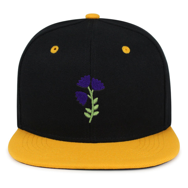 Purple flower Snapback Hat Embroidered Hip-Hop Baseball Cap Purple Floral