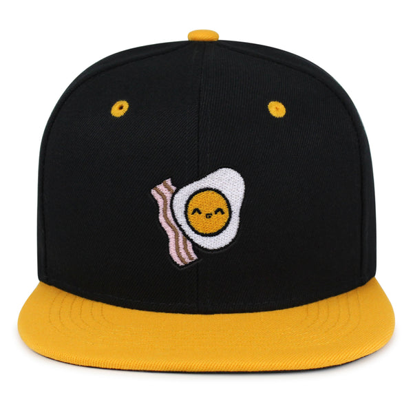 Egg and Bacon Snapback Hat Embroidered Hip-Hop Baseball Cap Breakfast