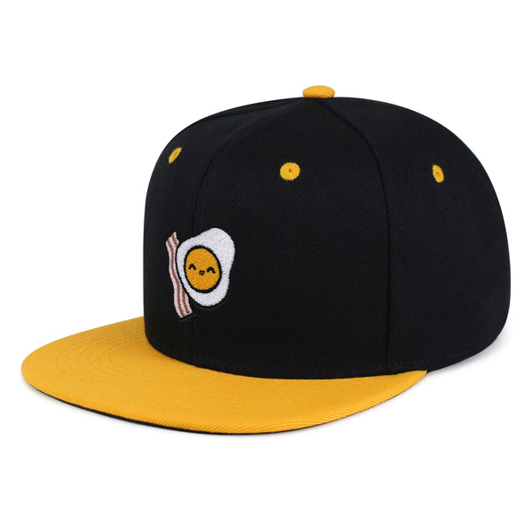 Egg and Bacon Snapback Hat Embroidered Hip-Hop Baseball Cap Breakfast