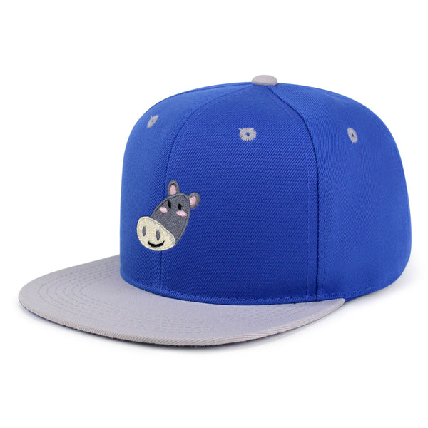 Cute Hippo Face Snapback Hat Embroidered Hip-Hop Baseball Cap Zoo Hippopotamus