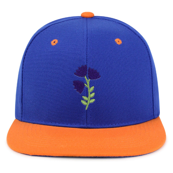 Purple flower Snapback Hat Embroidered Hip-Hop Baseball Cap Purple Floral