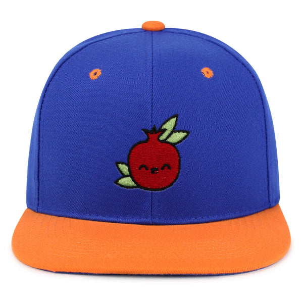 Pomegranate Snapback Hat Embroidered Hip-Hop Baseball Cap Vegan Fruit Garnet