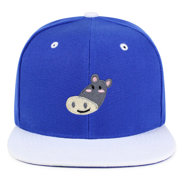 Cute Hippo Face Snapback Hat Embroidered Hip-Hop Baseball Cap Zoo Hippopotamus