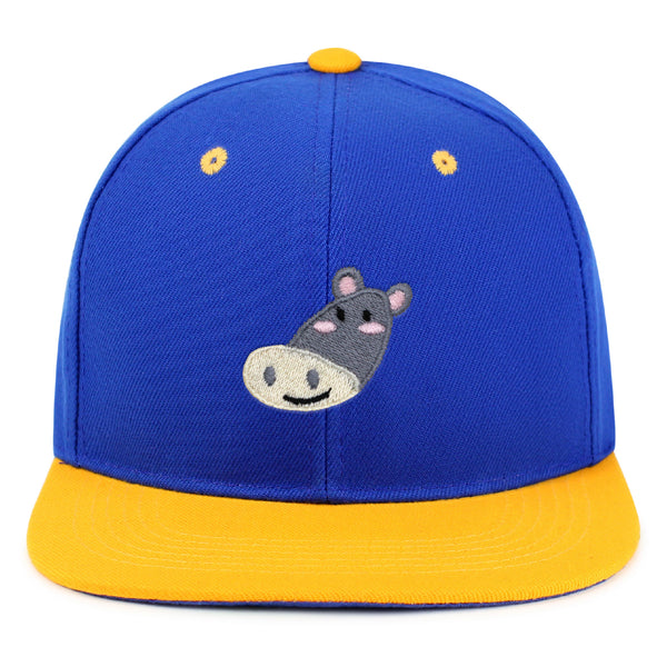 Cute Hippo Face Snapback Hat Embroidered Hip-Hop Baseball Cap Zoo Hippopotamus