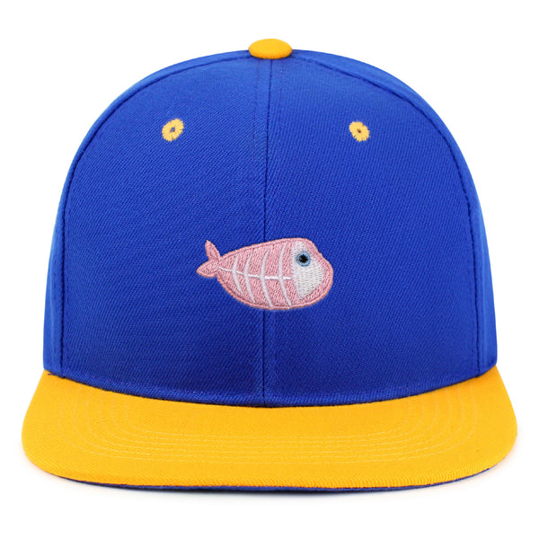 Fishbone Snapback Hat Embroidered Hip-Hop Baseball Cap Pink Bone