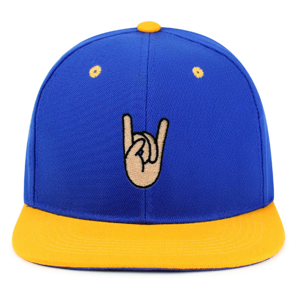 Rock and Roll Snapback Hat Embroidered Hip-Hop Baseball Cap Hand Sign Peace