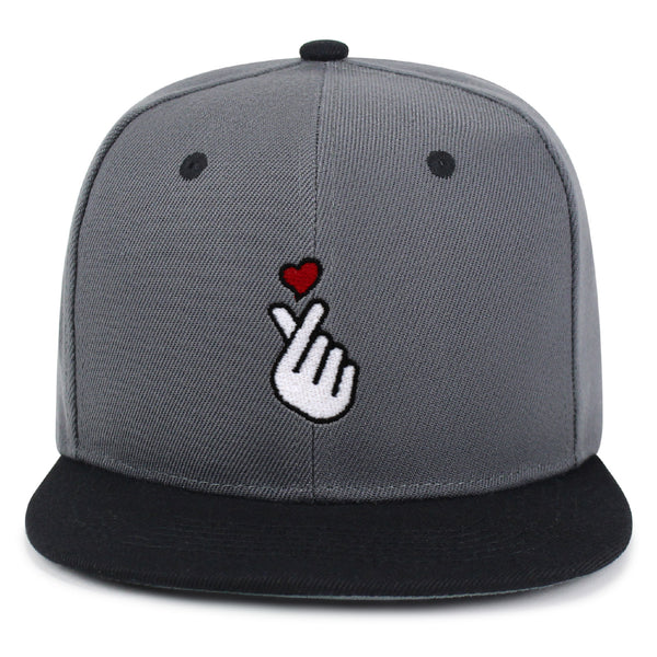 Korean Heart Finger Snapback Hat Embroidered Hip-Hop Baseball Cap Korea Sign