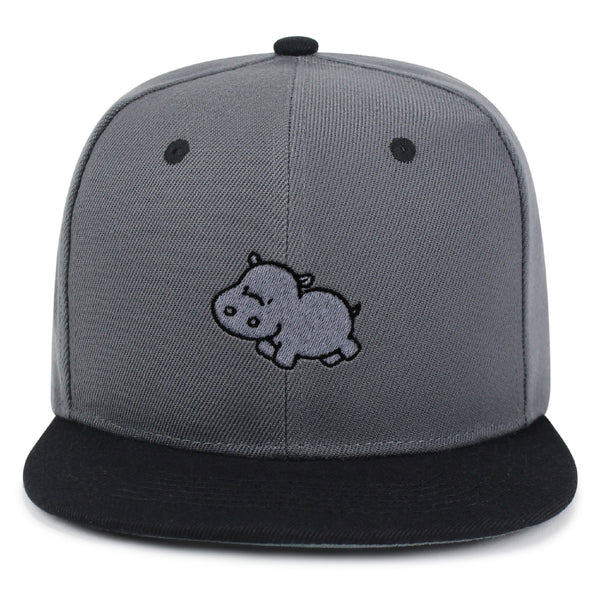 Cute Hippo Snapback Hat Embroidered Hip-Hop Baseball Cap Hippopotamus Zoo