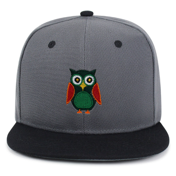 Owl Snapback Hat Embroidered Hip-Hop Baseball Cap Bird Green