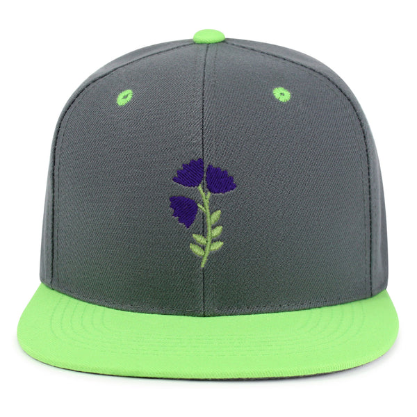 Purple flower Snapback Hat Embroidered Hip-Hop Baseball Cap Purple Floral