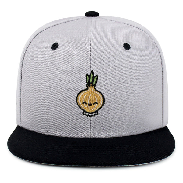 Smiling Onion Snapback Hat Embroidered Hip-Hop Baseball Cap Vegan Vegetable