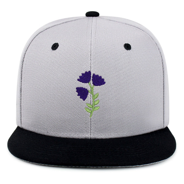 Purple flower Snapback Hat Embroidered Hip-Hop Baseball Cap Purple Floral