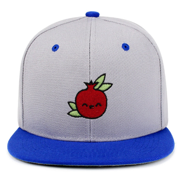 Pomegranate Snapback Hat Embroidered Hip-Hop Baseball Cap Vegan Fruit Garnet