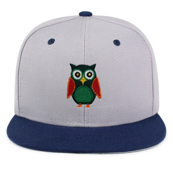 Owl Snapback Hat Embroidered Hip-Hop Baseball Cap Bird Green