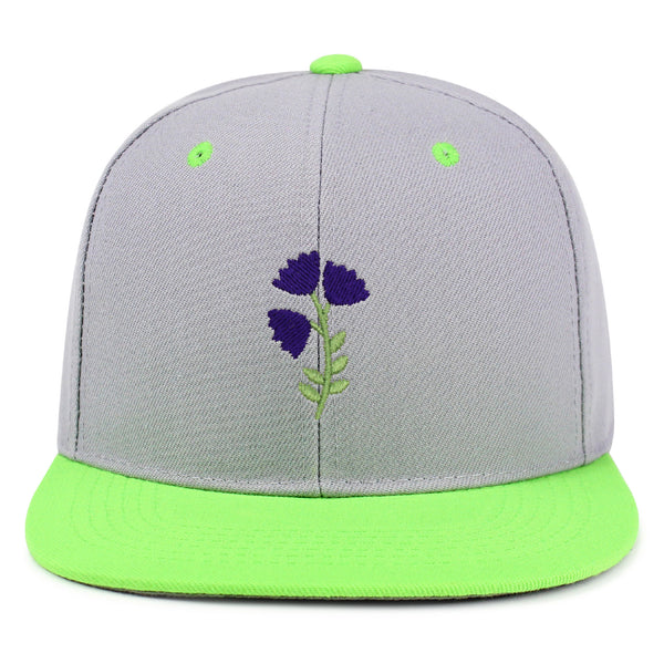 Purple flower Snapback Hat Embroidered Hip-Hop Baseball Cap Purple Floral