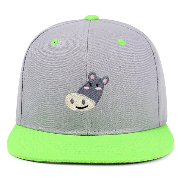 Cute Hippo Face Snapback Hat Embroidered Hip-Hop Baseball Cap Zoo Hippopotamus