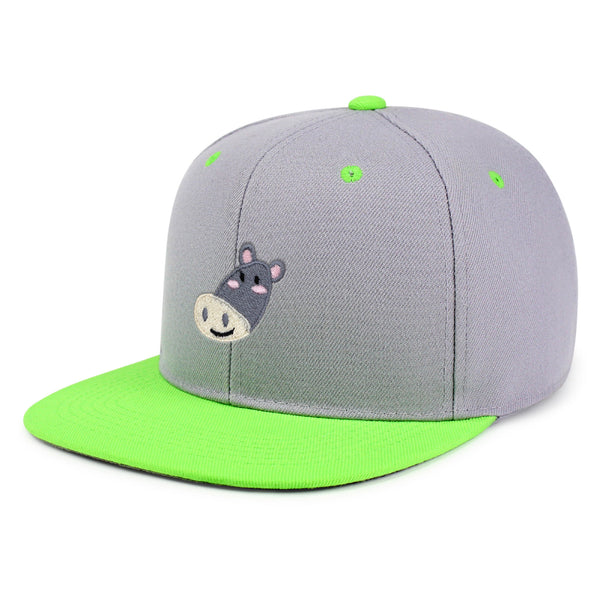 Cute Hippo Face Snapback Hat Embroidered Hip-Hop Baseball Cap Zoo Hippopotamus