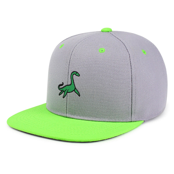 Elasmosaurus Dinosaur  Snapback Hat Embroidered Hip-Hop Baseball Cap Green