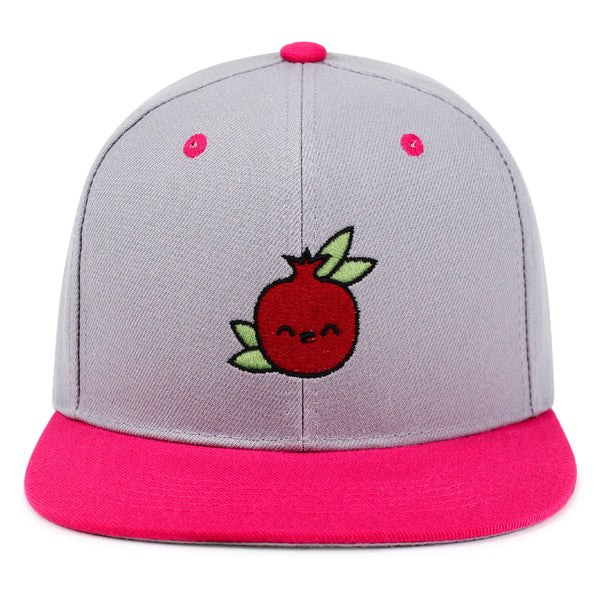 Pomegranate Snapback Hat Embroidered Hip-Hop Baseball Cap Vegan Fruit Garnet