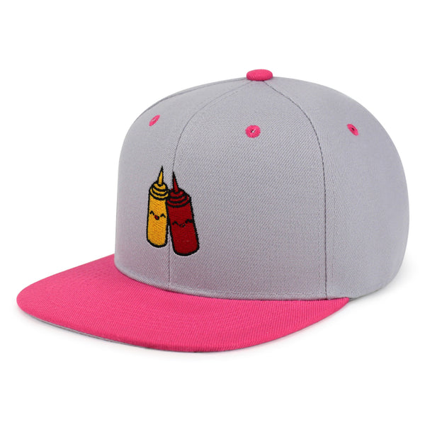 Ketchup and Mustard Snapback Hat Embroidered Hip-Hop Baseball Cap Foodie Sauces Ketchut Mustard