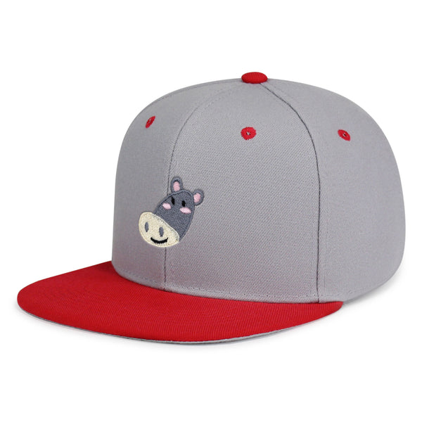 Cute Hippo Face Snapback Hat Embroidered Hip-Hop Baseball Cap Zoo Hippopotamus