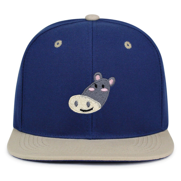 Cute Hippo Face Snapback Hat Embroidered Hip-Hop Baseball Cap Zoo Hippopotamus