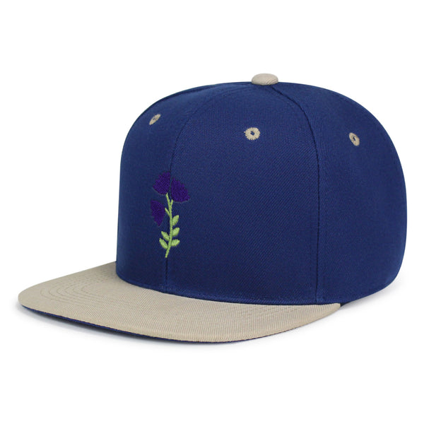 Purple flower Snapback Hat Embroidered Hip-Hop Baseball Cap Purple Floral