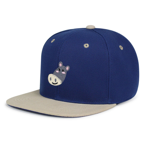 Cute Hippo Face Snapback Hat Embroidered Hip-Hop Baseball Cap Zoo Hippopotamus