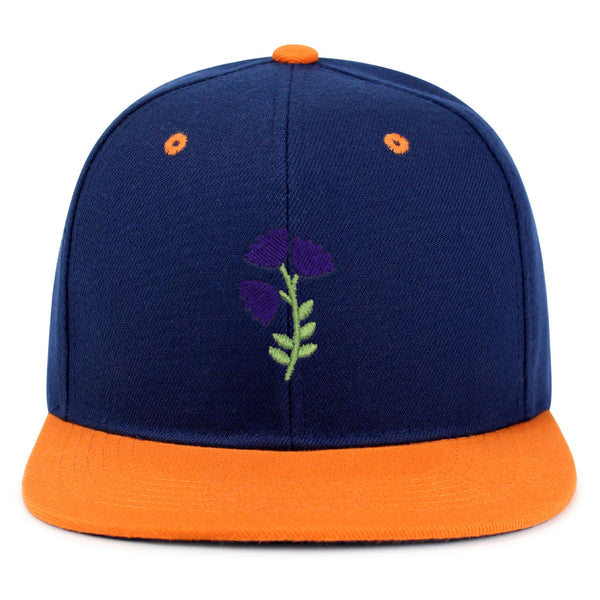 Purple flower Snapback Hat Embroidered Hip-Hop Baseball Cap Purple Floral