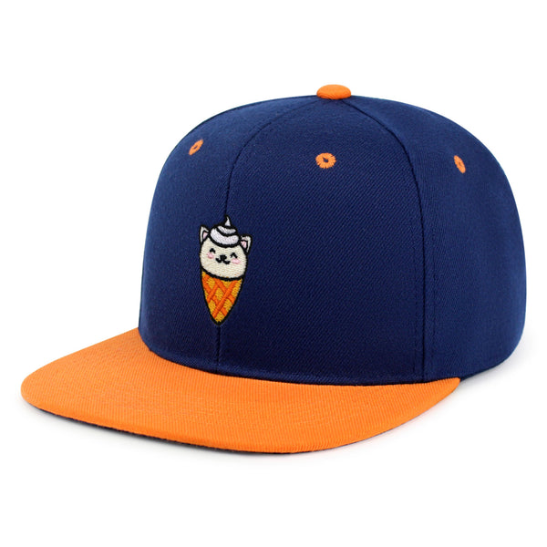 Ice Cream Cat Snapback Hat Embroidered Hip-Hop Baseball Cap Ice Cream Foodie