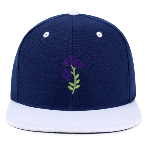 Purple flower Snapback Hat Embroidered Hip-Hop Baseball Cap Purple Floral