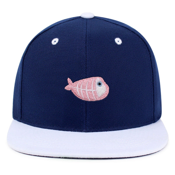 Fishbone Snapback Hat Embroidered Hip-Hop Baseball Cap Pink Bone