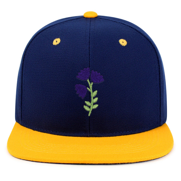 Purple flower Snapback Hat Embroidered Hip-Hop Baseball Cap Purple Floral