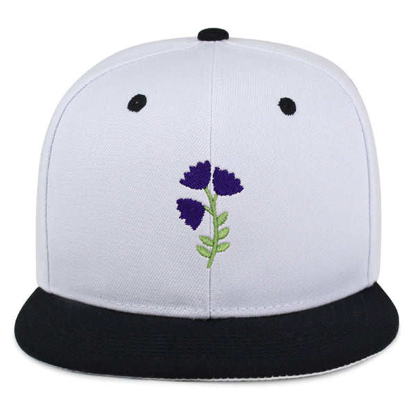 Purple flower Snapback Hat Embroidered Hip-Hop Baseball Cap Purple Floral