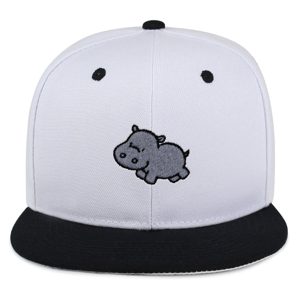 Cute Hippo Snapback Hat Embroidered Hip-Hop Baseball Cap Hippopotamus Zoo