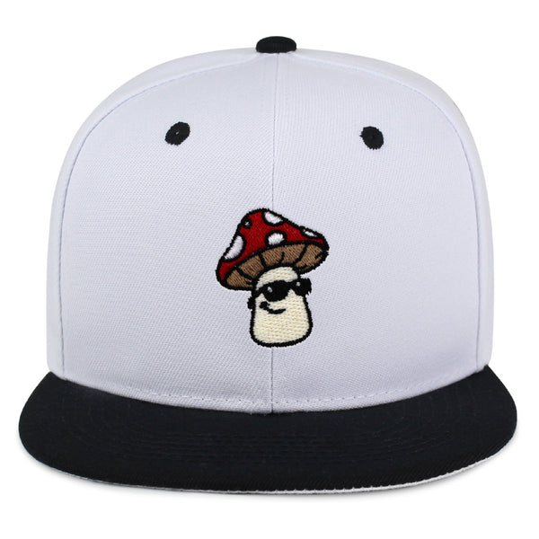 Mushroom with Sunglasses Snapback Hat Embroidered Hip-Hop Baseball Cap Cool Funny