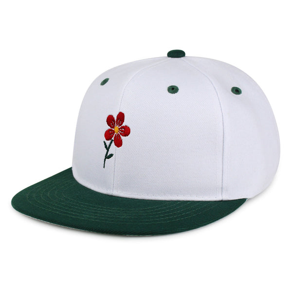 Red Flower Snapback Hat Embroidered Hip-Hop Baseball Cap Floral