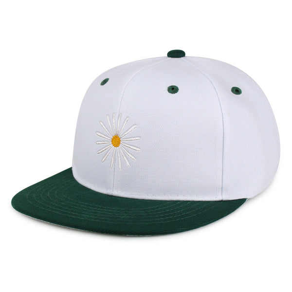 Daisy Snapback Hat Embroidered Hip-Hop Baseball Cap Flower White