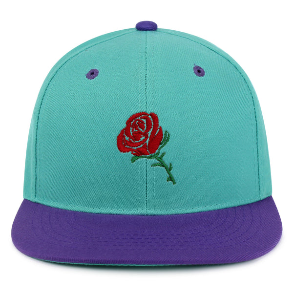 Rose Snapback Hat Embroidered Hip-Hop Baseball Cap Flower Floral Love