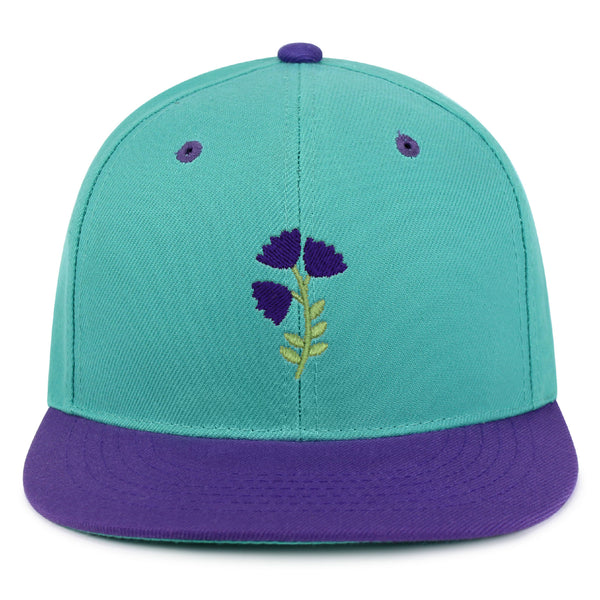 Purple flower Snapback Hat Embroidered Hip-Hop Baseball Cap Purple Floral