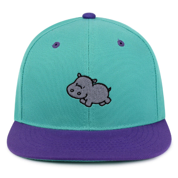 Cute Hippo Snapback Hat Embroidered Hip-Hop Baseball Cap Hippopotamus Zoo